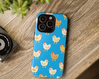 Schattig telefoonhoesje kip, hoesje boerderijdieren, leuk kuikenontwerp, uniek cadeau voor boeren, Pasen en casual stijl
