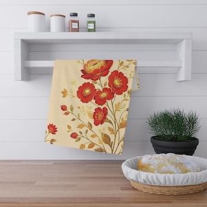 Schickes Blumengeschirr - lebendiges Küchendekor, Geschenk für Zuhause, Frühling, Gastgeberinnengeschenk, Küchenhandtuch-Set, Blumenmuster