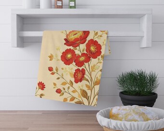 Chic Floral Tea Towels - Vibrant Kitchen Decor, Gift for Home, Spring, Hostess Gift, Kitchen Towel Set, Floral Design