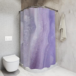 Eleganter Lila Geode Duschvorhang, Kristall Inspiriertes Badezimmer Dekor, Luxuriöser Wohnakzent, Geschenk für Sie, Modernes Design