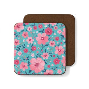 Floral Hardboard Coaster Set | Vibrant Flower Coasters | Perfect for Home Decor, Kitchen, Gifts, Parties, Summer Fun