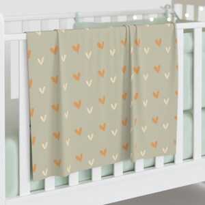 Heart Pattern Baby Swaddle Blanket, Cozy Infant Gift, Nursery Decor, Modern Baby Shower Present, Soft Fabric Swaddle