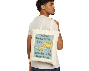 Inspirational Cotton Canvas Tote Bag - Positive Quote for Self-Love, Reusable Bag, Eco-Friendly Gift, Everyday Carryall, Motivational