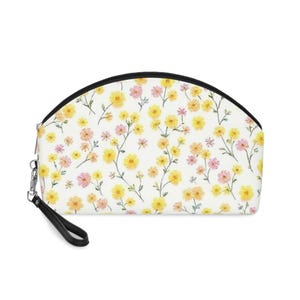Floral Makeup Bag, Cosmetic Pouch, Travel Toiletry Organizer, Gift for Her, Spring Flower Design