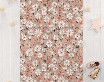 Bloemen zachte fleece babydeken, gezellig decor voor de kinderkamer, ideaal cadeau voor pasgeborenen, lichtgewicht pluche deken voor baby's, bloemen babyshower cadeau