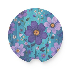 Posavasos floral de esteatita para coche, accesorio vibrante para coche, decoración floral, regalo para ella, decoración interior del coche