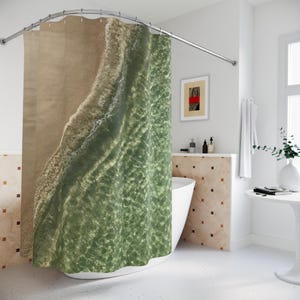 Tenda da doccia Coastal Serenity, arredo bagno Beach Vibes, accessorio per la casa ispirato all&#39;oceano, perfetto per gli spazi estivi, stile nautico