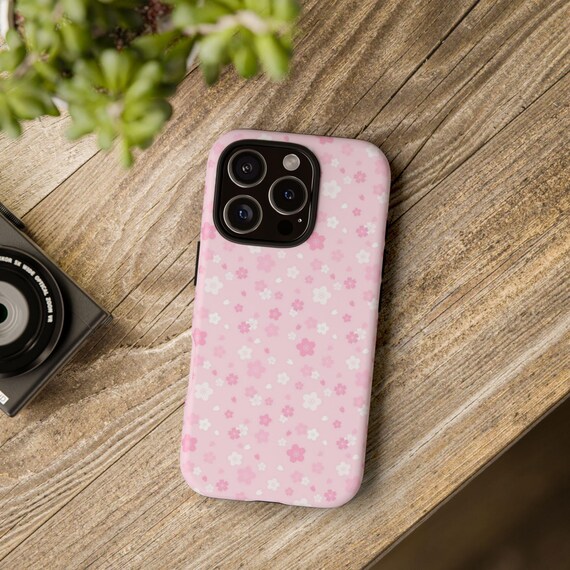 Cute Floral Phone Case, Tough Cases, Pink Flower Phone Cover - Main Image