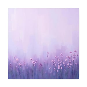 Serene Floral Canvas Art, Wall Decor, Home Office Artwork, Lavender Abstract Painting, Gift for Flower Lovers, Minimalist Interior
