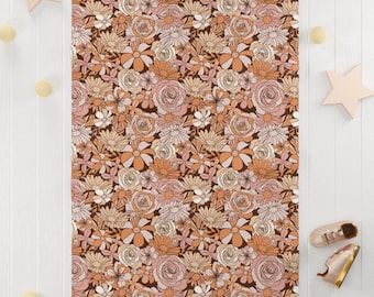 Bloemen zachte fleece babydeken, gezellige kinderkamerinrichting, cadeau voor babyshower, peuterdeken, deken met bloemenprint