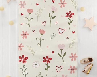 Bloemen babydeken, zachte fleece plaid voor kinderkamer, perfect kraamcadeau, gezellige bloemendeken voor pasgeborenen, bloemen kinderwagendeken