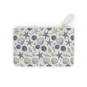 Beach-Themed Mini Clutch Bag | Sea Shells & Starfish Pouch, Summer Accessory, Vacation Essentials, Gift for Her, Travel Organizer