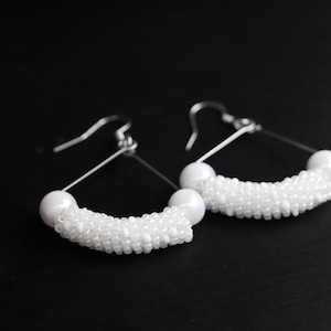 White Beaded Earrings with Big Beads