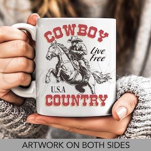Cowboy Country Ceramic Mug, Western mug, Cowgirl Mug, Cowboy gift, Outdoor Camping Mug, gift for boyfriend, Gift for girlfriend
