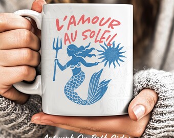 マーメイドコースタルセラミックマグ、ヴィンテージスタイルの航海コーヒーカップ、ビーチティーマグ、海好きへのギフト、水中テーマのドリンクウェア