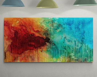 Colorful Abstract Wall Art Print, Blue Red Large , Abstract Art Canvas Home Decor Print, Abstract Print,Office Painting, Modern Wall Art