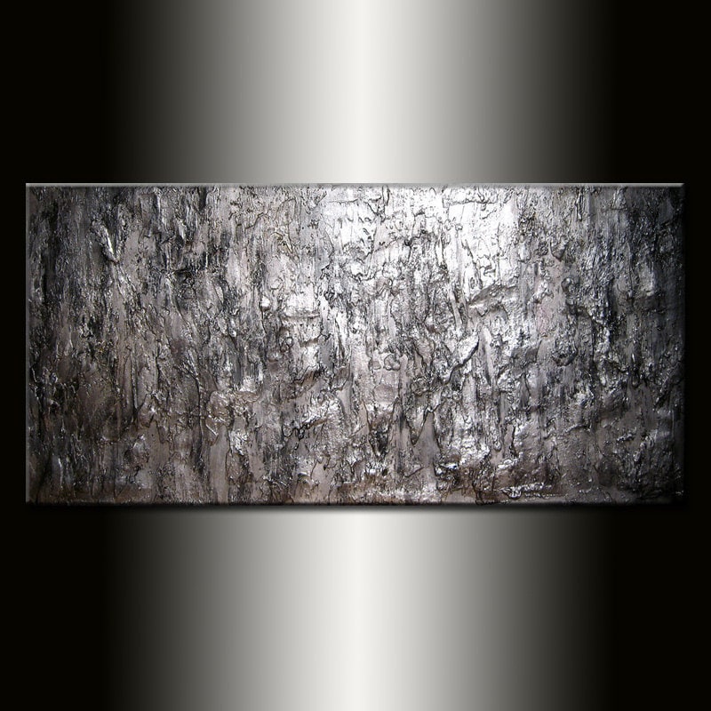 Metallic Abstract Painting Texture Painting Silver Metallic Etsy