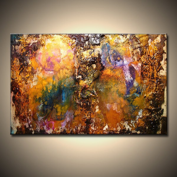 ORIGINAL Abstract Art, Modern Textured Art, Palette Knife Metallic Painting by Henry Parsinia 36x24