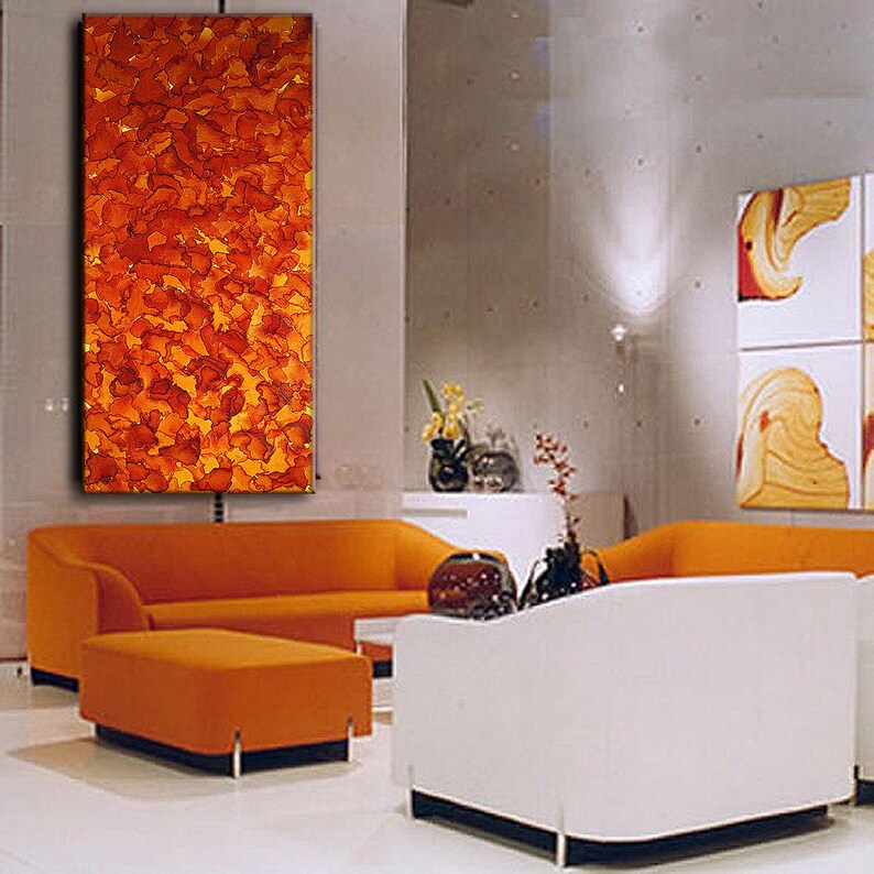 Original Abstract Painting Orange Abstract Art Large Modern Etsy