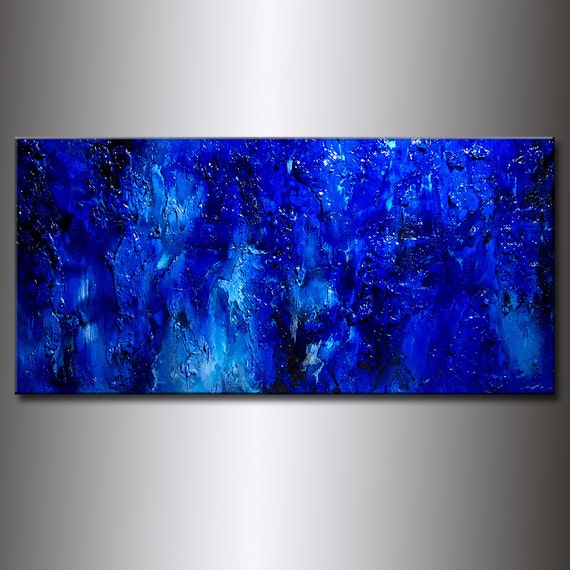 Original Blue Textured Abstract Painting Modern Wall Decor Etsy