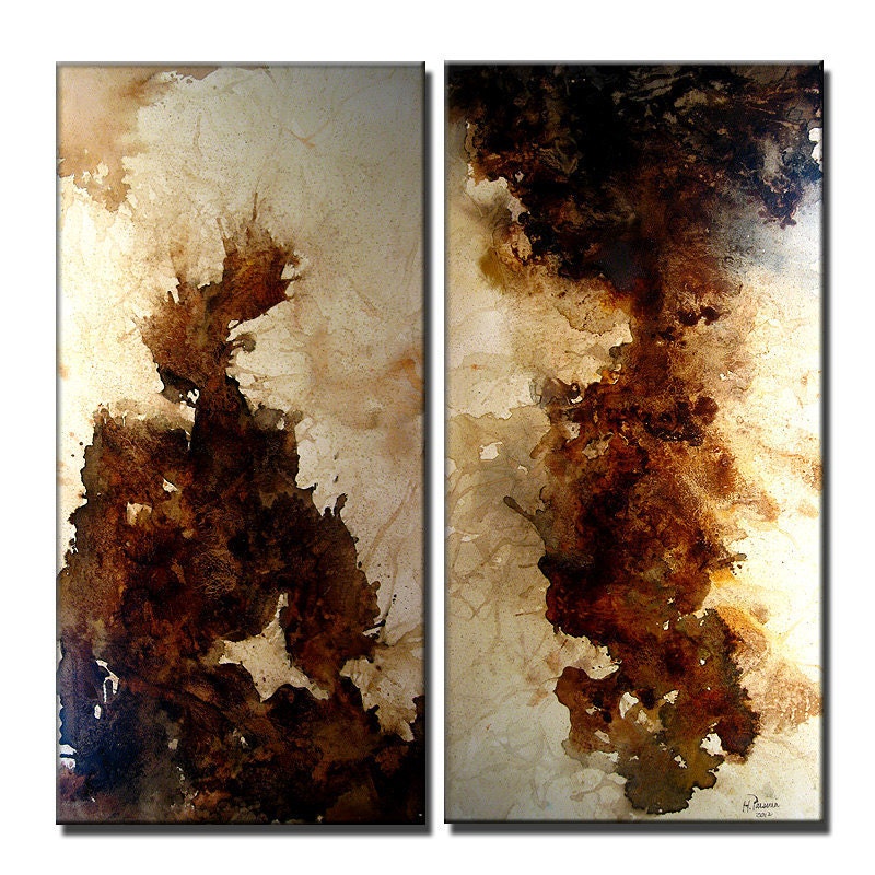 Abstract Painting White Brown Abstract Painting Original Etsy