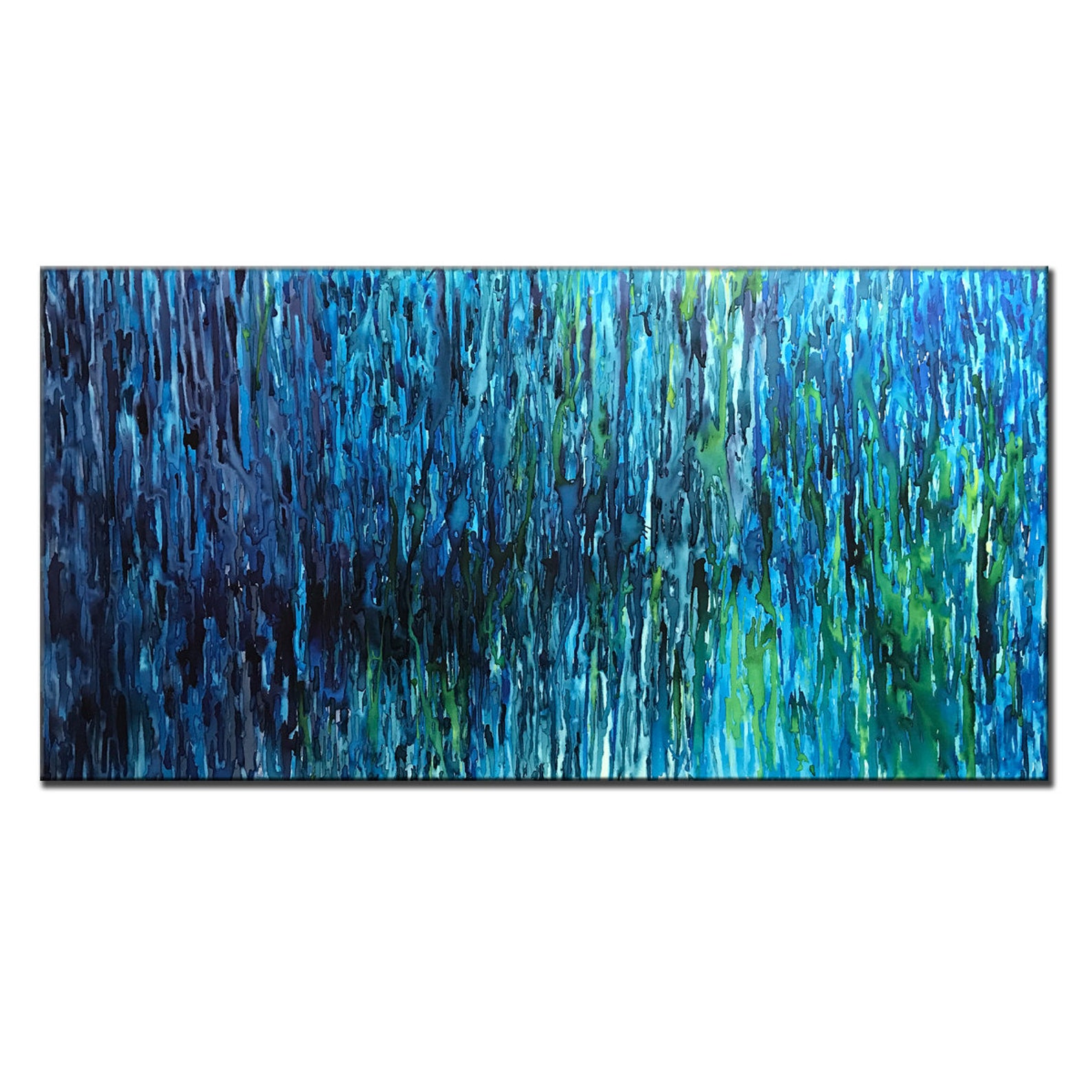 Abstract Painting Contemporary Blue green Wall Art On Canvas Etsy
