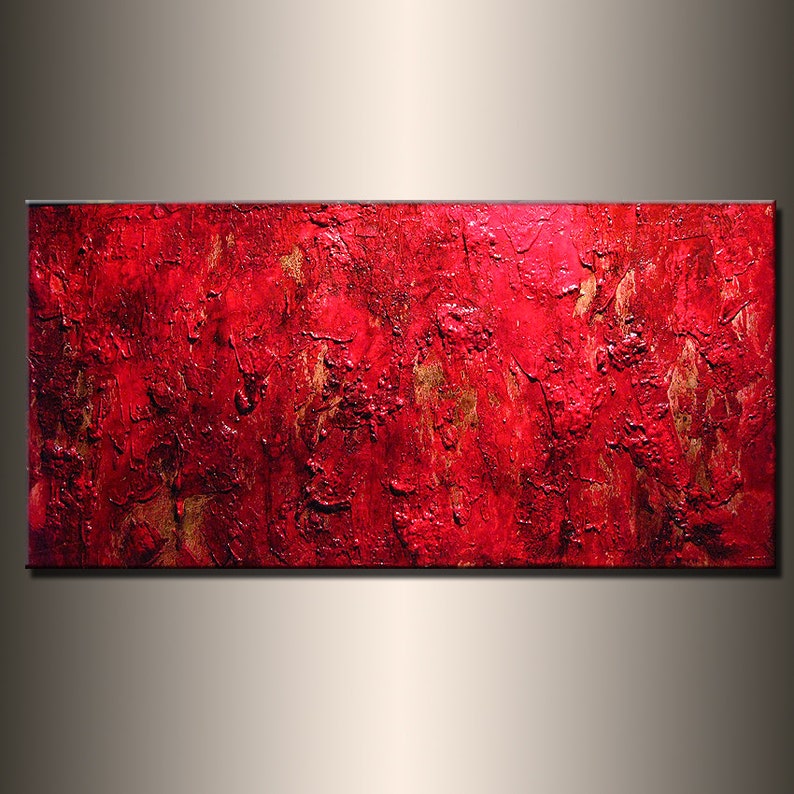 Abstract Painting Textured Red Wall Art Painting Modern Etsy