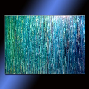Abstract Painting, Original Large Blue, Green abstract art, Modern contemporary abstract Painting on canvas, handmade wall art