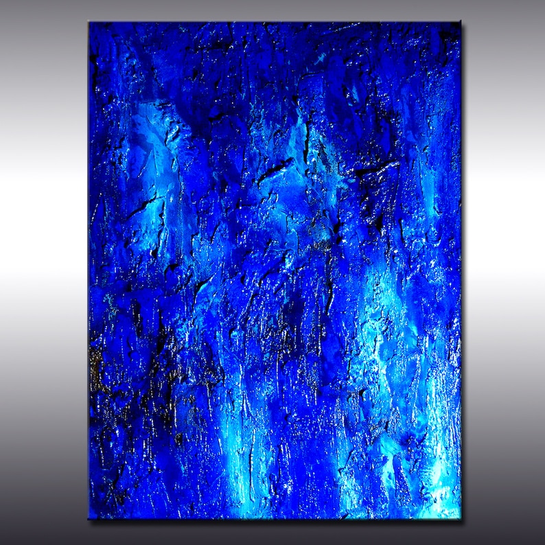 Blue abstract painting handmade painting textured abstract Etsy