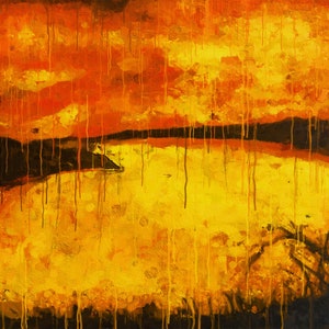0range, Yellow Large Wall Art Sunset Print, Home Decor Print, Bedroom Print, Office Painting, Large abstract Art Canvas, Modern Wall Art