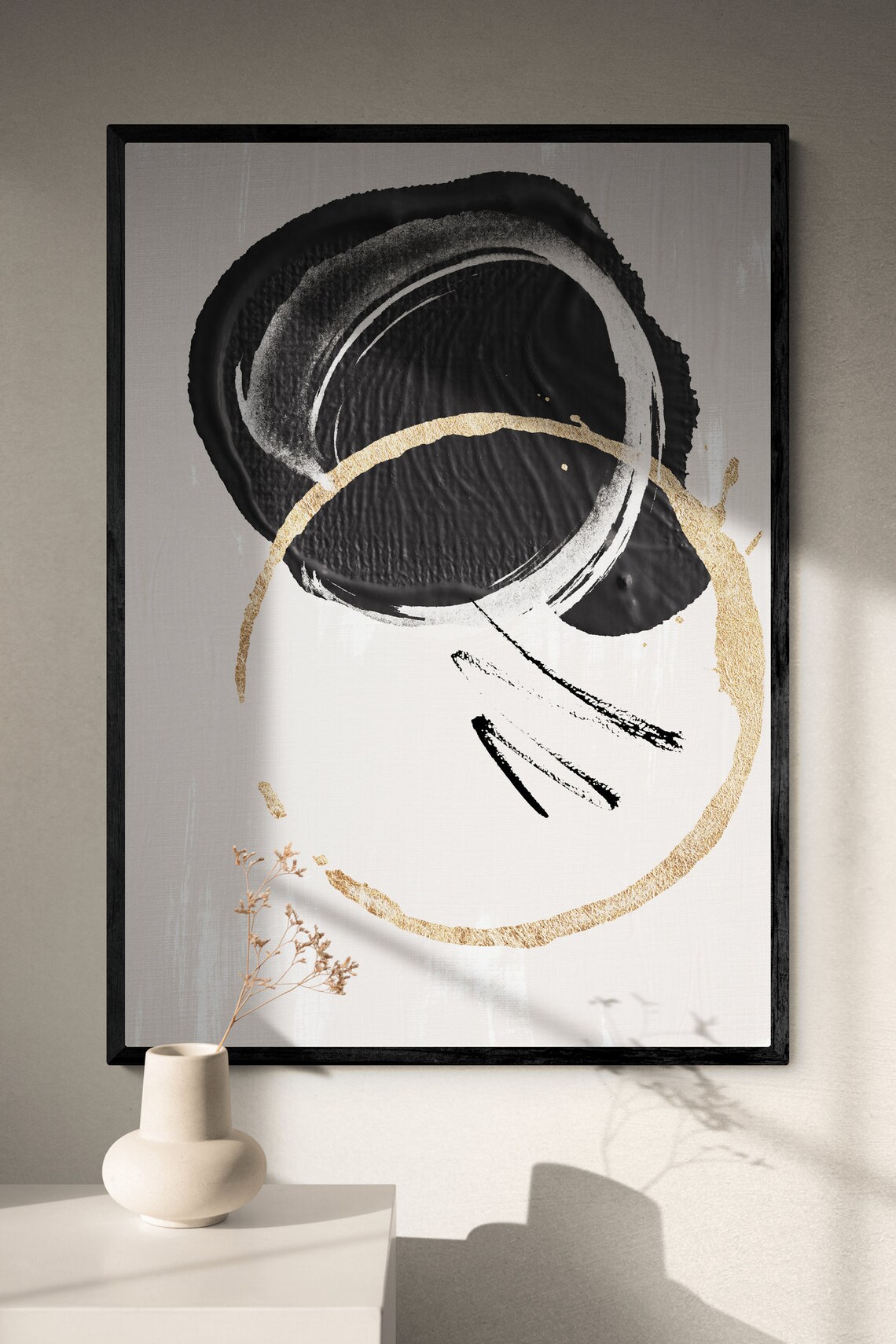 Black White Gold Abstract Art Print Home Décor Canvas Art Etsy