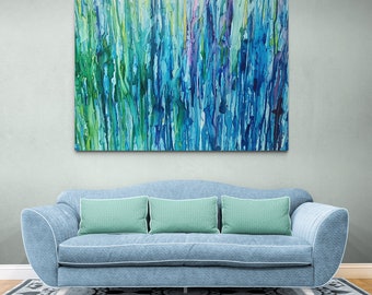 Blue Green Abstract Art, Home Decor Print, Wall Art Print, Abstract Bedroom Print, Office Painting, Large abstract Modern Canvas Wall Art