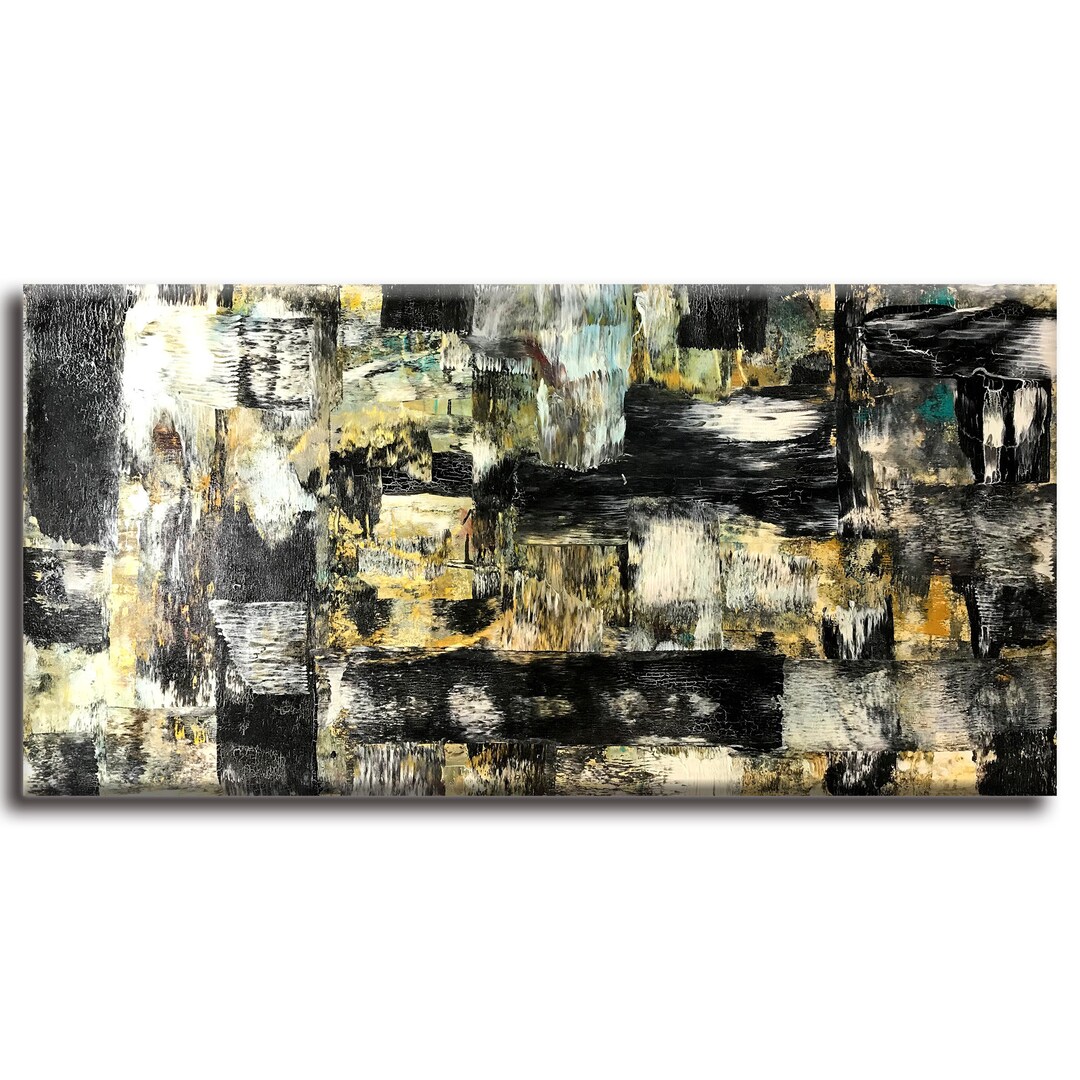 Black, White, Yellow Abstract Art Print, Home Decor Print, Bedroom
