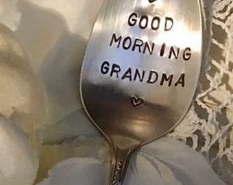 GOOD MORNING GRANDMA Stamped Spoon