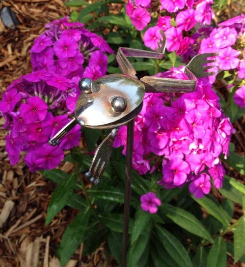 Garden Art Frog Upcycled Silverware Garden Art Etsy