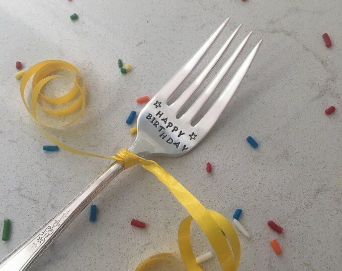 Happy Birthday Fork Etsy