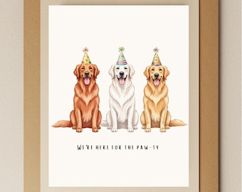 Carte d'anniversaire Golden Retriever : salutation rigolote pour chien