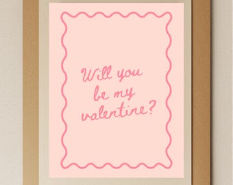 Minimalist Valentine's Day Card – Pink Script, Kraft Envelope
