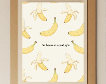 Carte de Saint-Valentin drôle à la banane – Voeux de jeu de mots pour partenaire