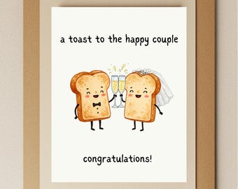 Funny Wedding Card: Toast Bride & Groom Pun - Congratulations