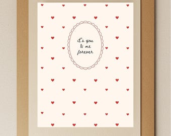 Heart Pattern Valentine's Card - Minimalist Scalloped Oval Design