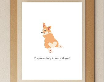 Carte de Saint-Valentin Corgi : voeux d'anniversaire pour les amoureux des chiens, fait main