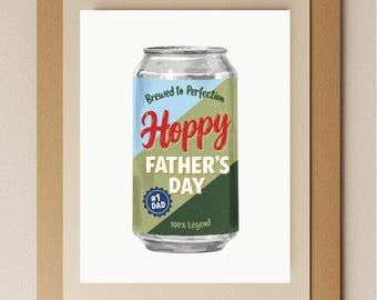 Carte houblonnée pour la fête des pères : salutation amusante avec un jeu de mots sur la bière