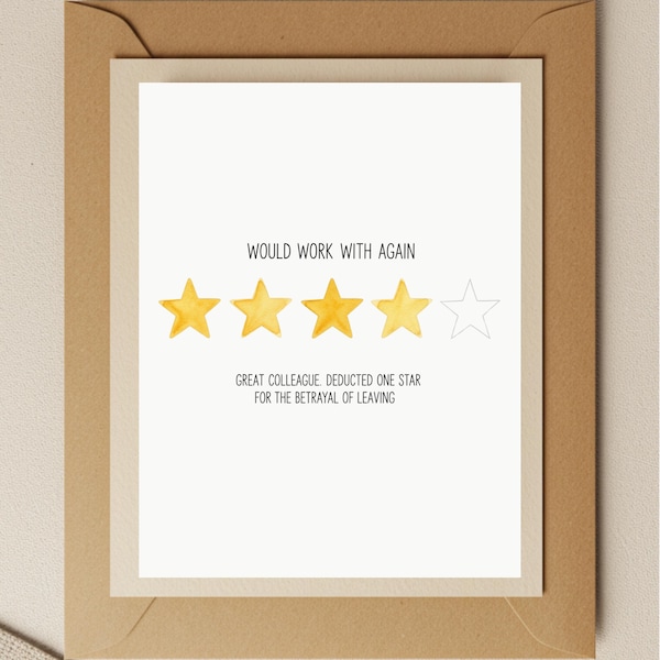 Funny Goodbye Coworker Card: 4-Star Farewell, Leaving Job