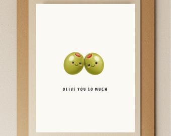 Carte Olive You So Much : Carte de voeux aquarelle pour chien