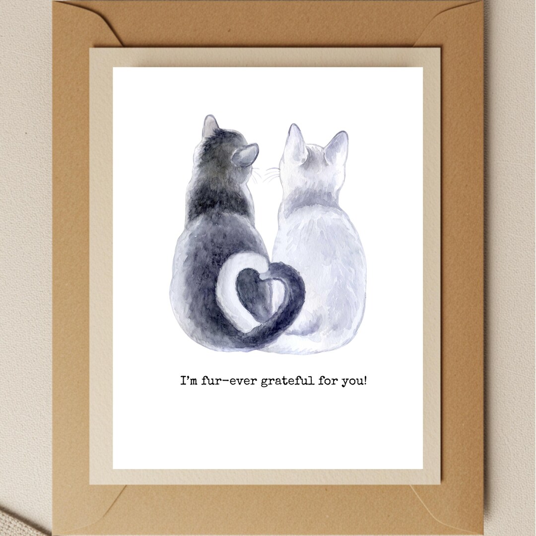 Watercolor Cat Thank You Card: Pet Lover Greeting Card - Etsy