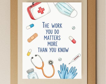 Healthcare Worker Thank You Card: Watercolor Medical Design