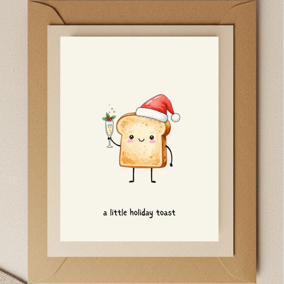 Funny Christmas Card: Holiday Toast with Santa Hat
