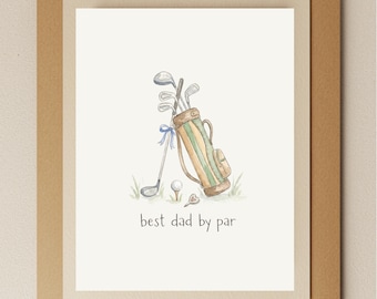 Golf Dad Card | Watercolor Greeting Card, Father's Day Gift
