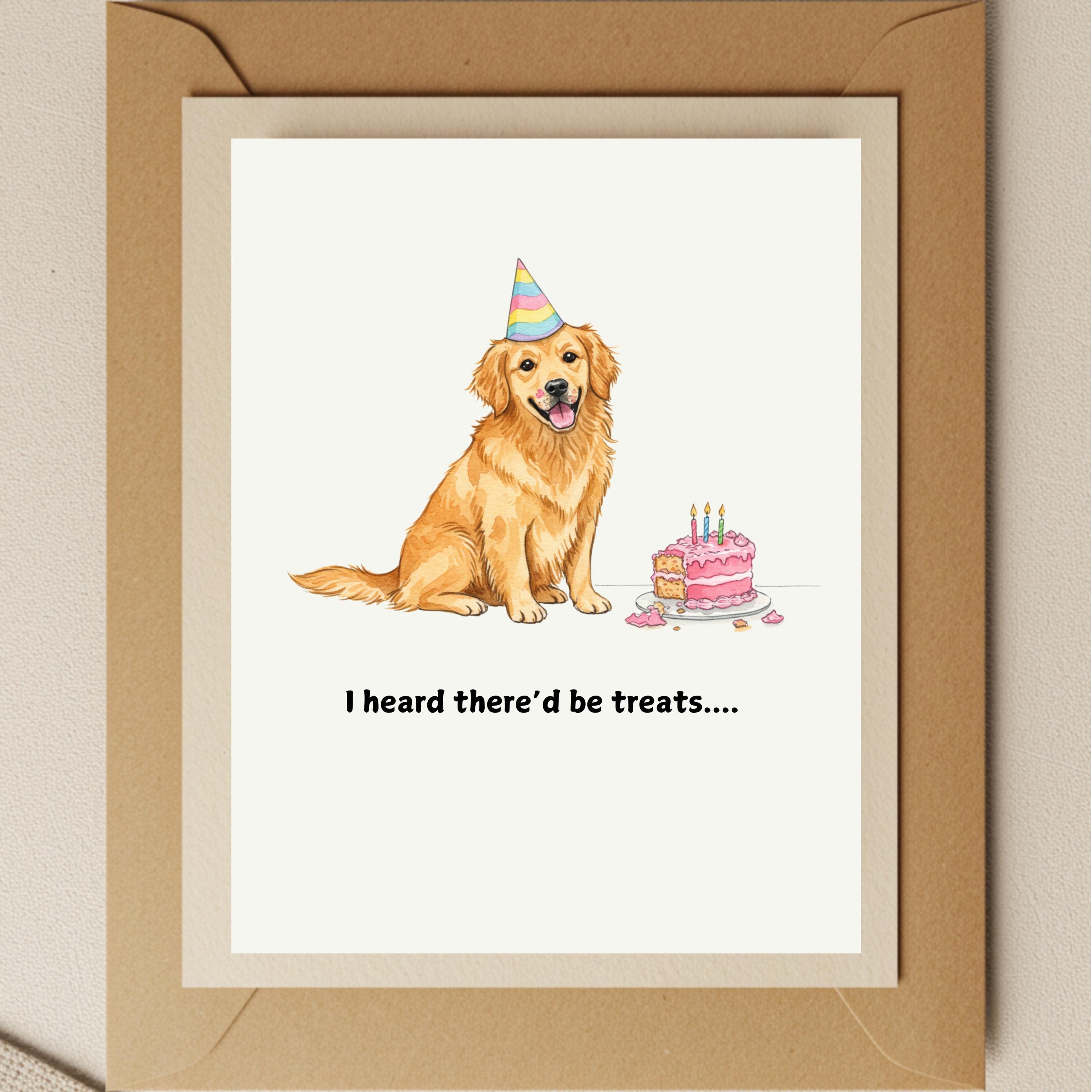 Golden Retriever Birthday Card: Funny Dog Lover Treat Card - Etsy